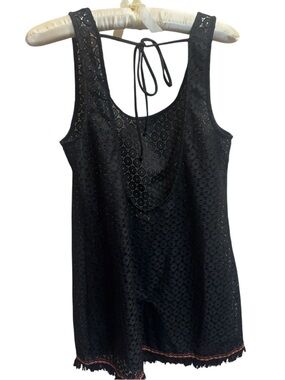 XHILARATION Women's Crochet Fringe Swim Cover Up Shirt Dress SZ SM Beach Summer
